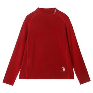 咕噜日记儿童半高领打底衫女童内搭加绒保暖红色年服T恤男童上衣