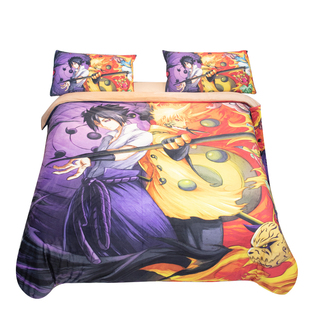 火影忍者宿舍单人珊瑚绒三件套鸣人佐助男生加厚保暖款冬季四件套