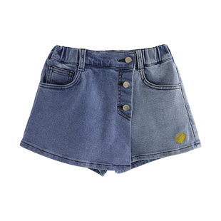 ILOVEJ童装印染休闲牛仔裤裙儿童春装女童俏皮可爱裙裤子/JVSPT28