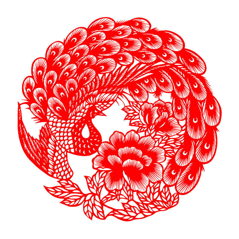 孔雀开屏剪纸墙贴自粘防水贴纸中国风家居装饰贴画遮瑕可移除贴纸