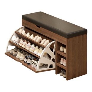 换鞋凳家用门口极窄进门穿鞋凳中古风玄关可坐式翻斗储物收纳鞋架