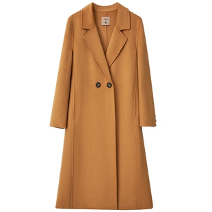 Amii小香风双面羊绒大衣女2024新款冬季羊毛呢子黑色西装外套高端