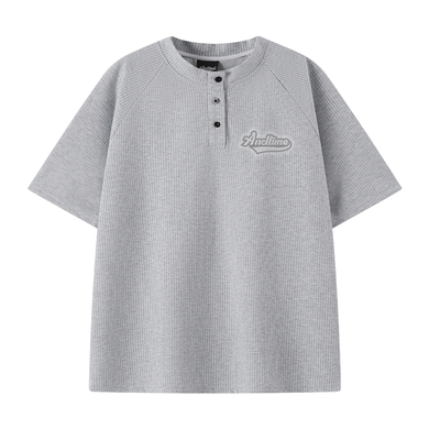 andtime短袖棉感亨利领t恤