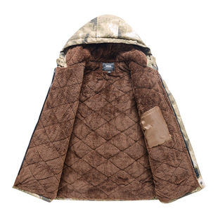 迷彩棉大衣男短款加绒加厚宽松防水防寒保暖棉服冷库劳保棉袄套装