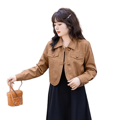 2023短款皮衣绮娑美拉德