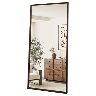 BOLEN 中古风实木穿衣镜家用全身镜子贴墙壁挂试衣镜服装店落地镜