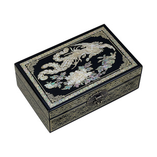 铜丝螺钿镶嵌高档首饰盒妆奁古典高档精致钢琴漆木质非遗平遥漆器