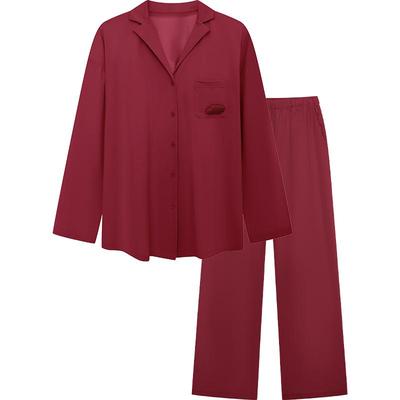 ubras云棉红色家居服女婚礼新婚本命年情侣套装男款长袖长裤秋季