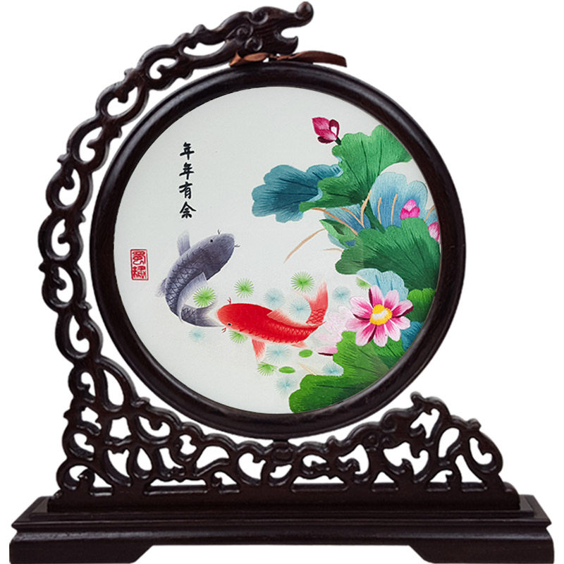 双面绣手工芙蓉鲤鱼中国礼物