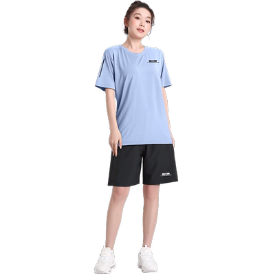 跑步套装女夏季速干冰丝t恤运动