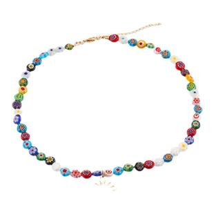 周雨彤同款雏菊吊坠琉璃珠花朵项链日系潮手工女嘻哈彩色串珠锁骨