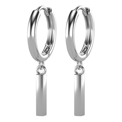 纯银男士简约气质圆环耳环