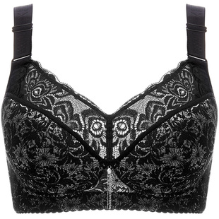 月色大胸显小内衣女胖mm聚拢防下垂薄款胸罩收副乳全罩杯大码文胸