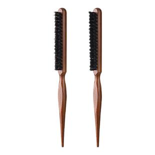 momoup猪鬃毛梳子尖尾梳美发专用木质家用梳携顺发长短发遮发缝