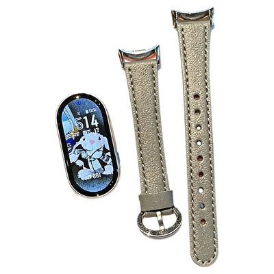 适用小米手环9表带10系列8皮质手表腕带7nfc女新款马蹄扣陶瓷版手链智能6男女款5秋冬JY保护壳套高级感韩系