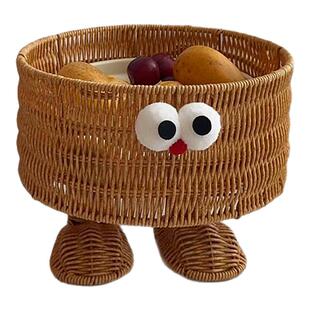 收纳篮可爱藤编收纳筐桌面零食筐家用玩具杂物置物篮客厅储物篮