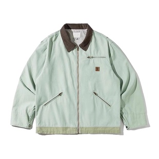 【KXLFCHN～】日系复古绿色翻领工装夹克外套女秋休闲百搭棒球服