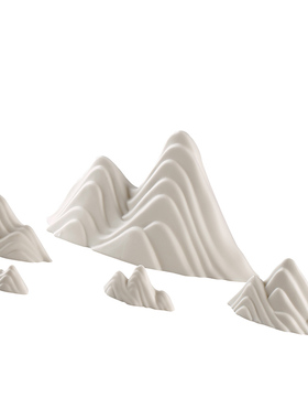 白瓷禅意小假山摆件创意鱼缸造景笔山枯山水微景观茶室桌面新中式