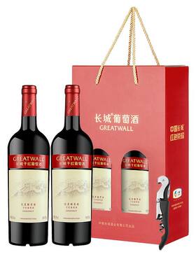 中粮长城红庄解百纳750ml/双支礼盒干红红酒葡萄酒过节送礼物