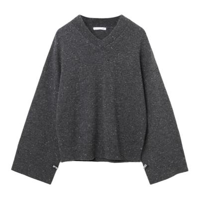 OVV秋冬热卖女装V领保暖时尚点子纱休闲长袖羊绒衫