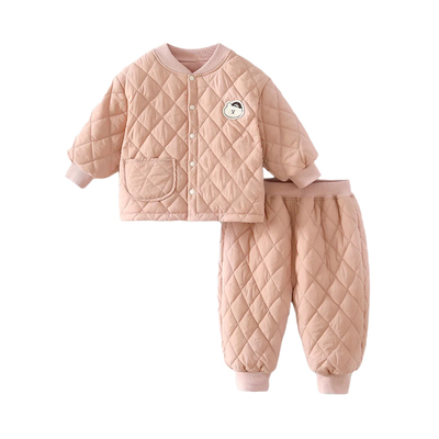 婴儿120g夹棉套装冬季棉衣棉服两件套秋冬装男女宝宝加厚分体套装