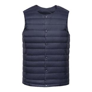 2025冬新款男圆领羽绒马甲轻薄背心内穿马夹短款大码保暖无领坎肩