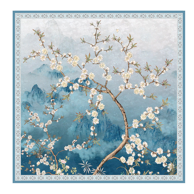 丝帛瑞尔桑蚕丝双面印花围巾披肩