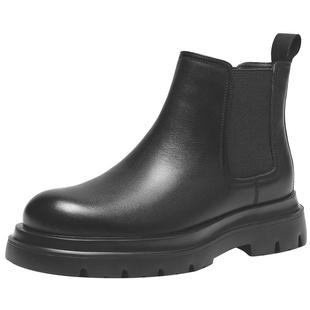 热风男鞋2025年冬季新款男士时尚棉靴子加绒保暖厚底切尔西靴男