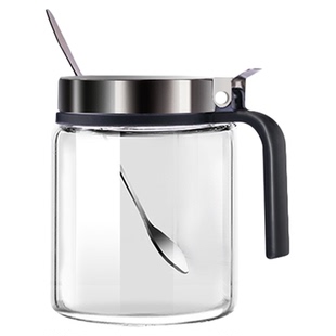 厨房玻璃调料盒盐罐304不锈钢调味料罐子家用调味瓶罐佐料罐套装