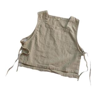 儿童翻领条纹衬衫男宝宝麻棉无袖背心马甲男童韩版灯芯绒裤套装潮