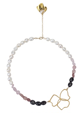 轻奢小众原创设计山茶花水晶项链