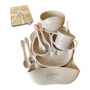 婴儿童硅胶餐盘套装吃饭碗吸盘宝宝餐具礼盒写名字生日礼物订定制