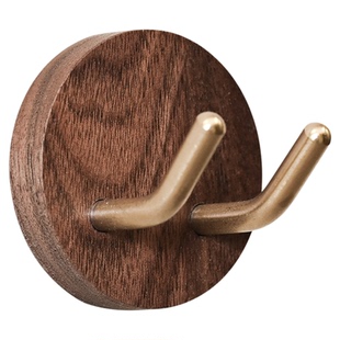 吉利手动剃须刀架卫生间免打孔刮胡刀置物架胡桃木挂架插头挂架木