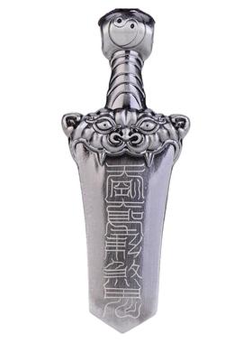 道系神霄天罡雷剑吊坠藏银项链男