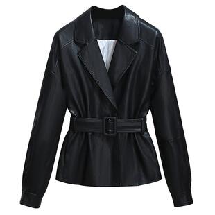 韩里韩气的pu皮衣西装外套女2025春秋新款气质名媛高级感收腰夹克