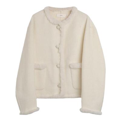 西町村屋拼接毛边羊毛大衣女秋冬新款气质小香风双面呢XH9D10036