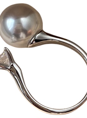 经典戴妃款珍珠戒指精工s925纯银