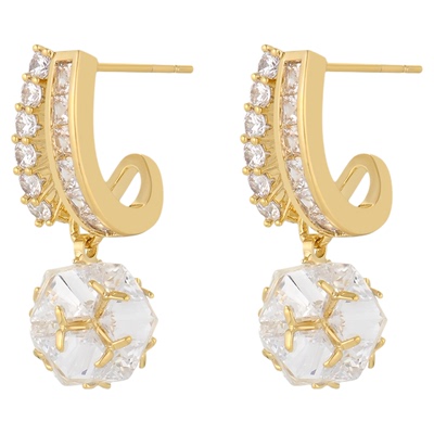 一撇一捺YPYN晶萃垂坠耳环女弧形