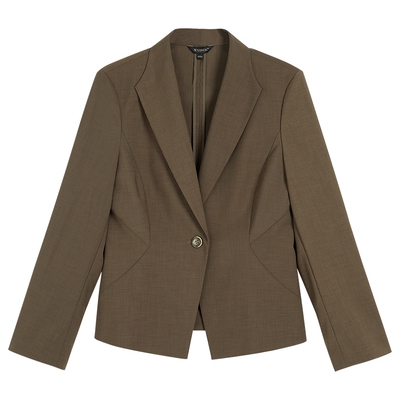 YINER音儿春季低弹丝摩卡一手长简约休闲西装短外套