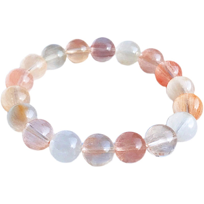 朔冉粉兔毛猫眼顺发彩发水晶手串