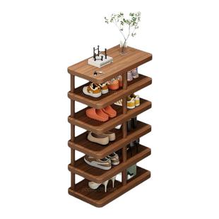 三梦实木腿鞋架简易多层家用不占地方入户门小窄门口一体靠墙鞋柜