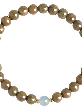 普陀山静心海蓝宝天然老绿檀手串