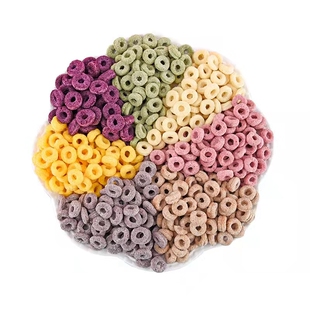 燕麦片谷物圈低脂无糖精谷物早餐代餐饱腹即食紫薯圈牛奶冲泡零食