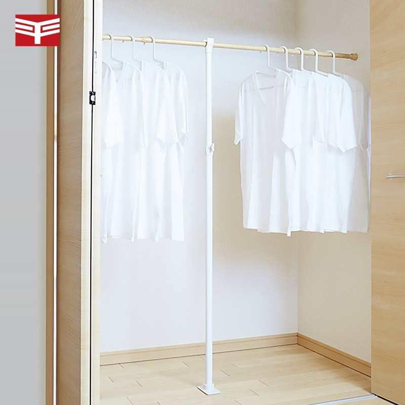 Y型弹簧伸缩竖杆 阳台晾衣杆支撑杆 衣橱衣柜挂衣杆支架 不含横杆
