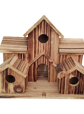 木头鸟窝鸟笼悬挂装饰户外