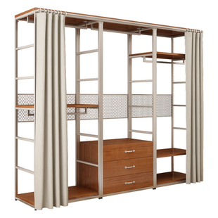 纯实木衣柜2025新款爆款卧室家用衣橱金属铁艺钢架结构定制衣帽间