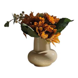 LIVETAI 北欧风陶瓷花瓶花束摆件小众家居装饰向日葵仿真花插花器