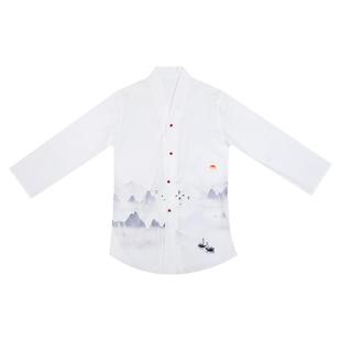 儿童汉服中国风太极服古典演出服飘逸水墨舞剑服少年强扇子舞服装