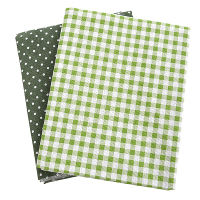 棉麻布料绿色格子窗帘背景diy