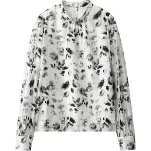 播商场同款微立领印花衬衫女24秋休闲宽松花式上衣BDR3HD1724